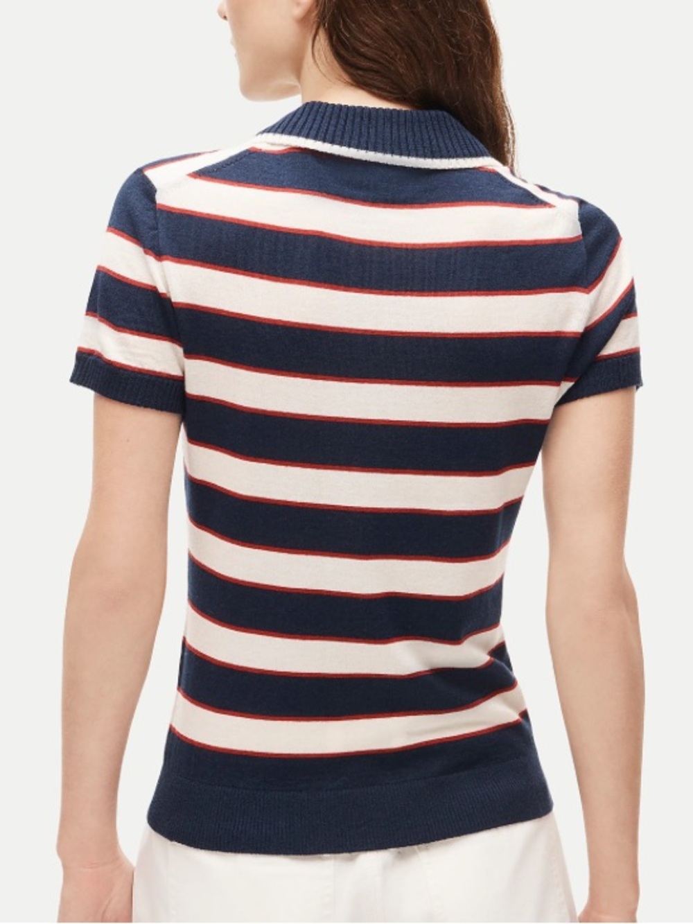 J crew navy stripe Sweater-polo in striped merino wool - Picture 4 of 6